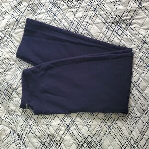 Navy Viscose Knit Pull On Ankle Pants Mid Rise